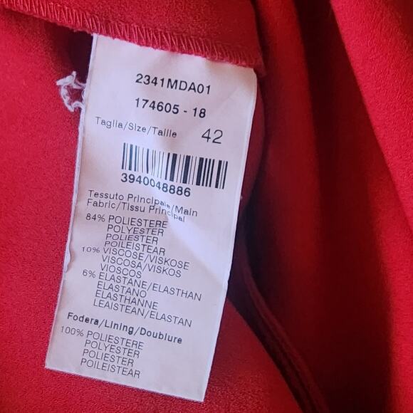 MSGM Womens Mini Dress EU 42 US 10 Red Sleeveless Sheath Cascade Ruffle - Picture 11 of 14